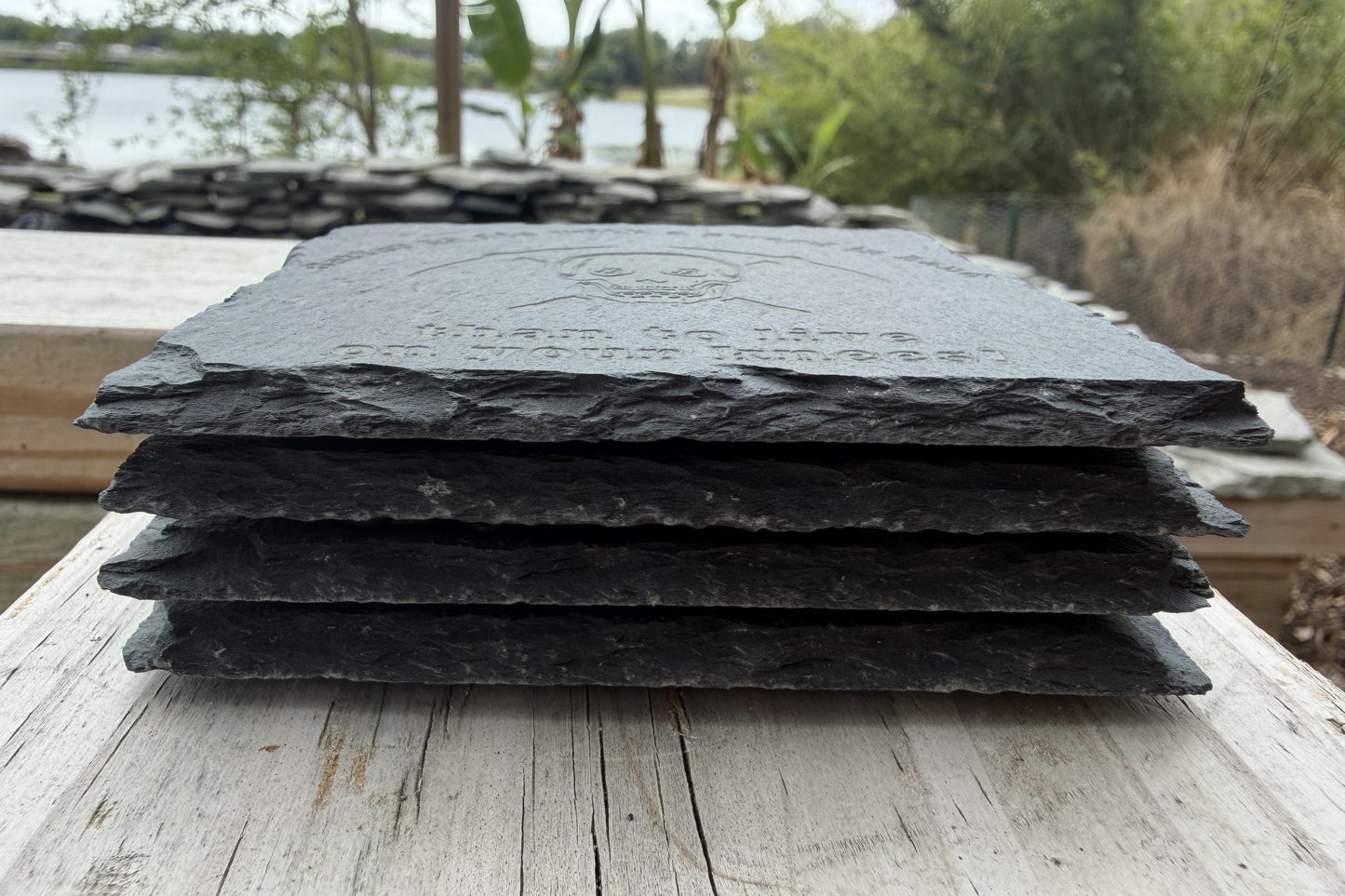 Bitcoin Pirate Skull Slate Coaster Set (4-Piece)