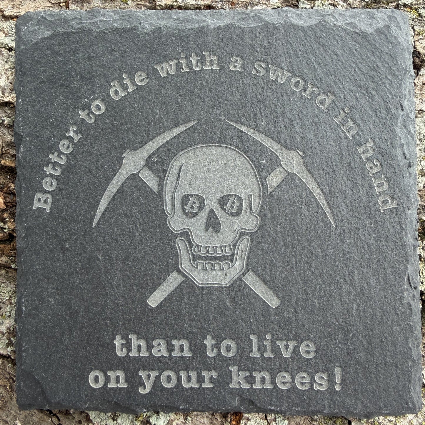 Bitcoin Pirate Skull Slate Coaster Set (4-Piece)