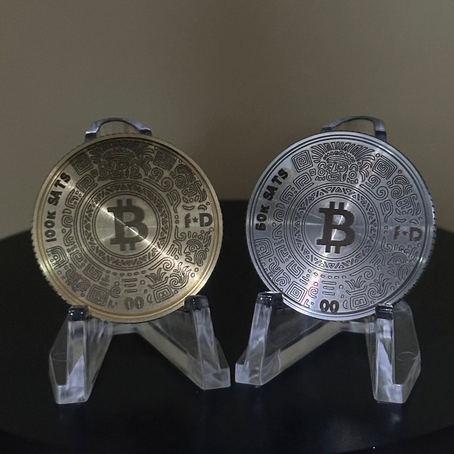 50k and 100k Satoshis Limited Edition 'Aztec Bitcoin' 2-Coin Time Capsule Set (00–99)