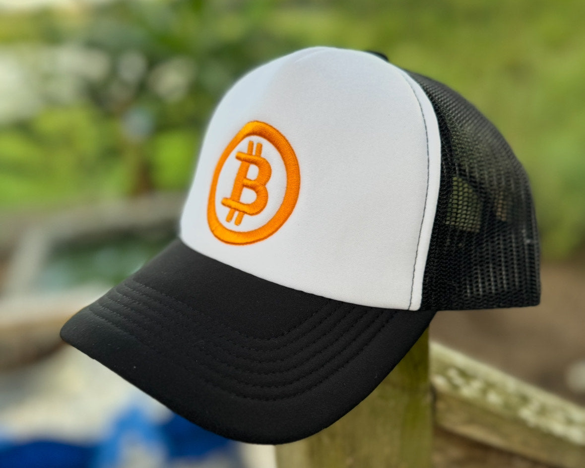 Bitcoin Trucker Hat – by Finite By Design (Black/White)